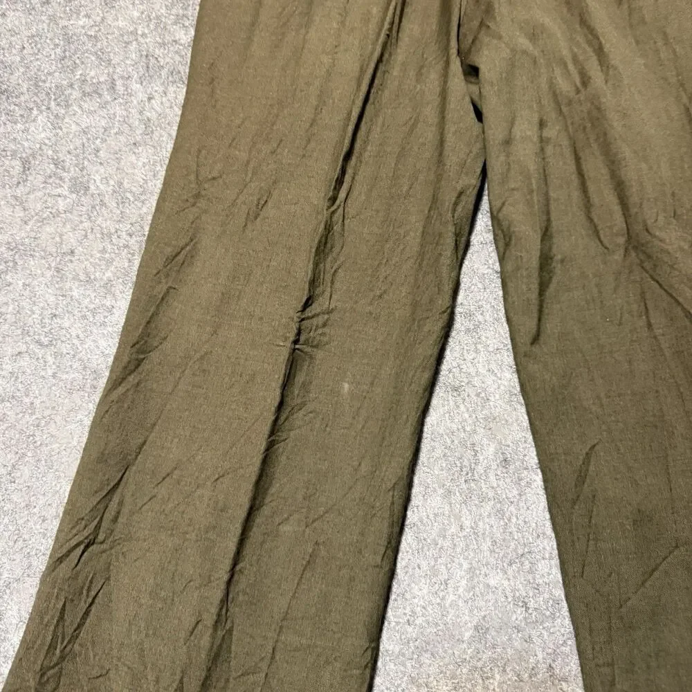 Vintage Harold Powell Mens Pleated Dress Pants Size 35 Olive Cuffed Wool Italy